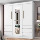 Guarda-roupa Casal com Espelho 3 Portas 6 Gavetas – E77020-50