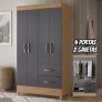 Guarda Roupas Solteiro 4 Portas Mobi Albatroz