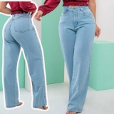 Calça Jeans Pantalona Wide Leg Baggy Moda Feminina