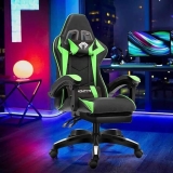 Cadeira Gamer Verde e Preto Healer Level Reclinável Giratória com apoio de pés