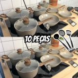 Jogo De Panelas 10 Peças Indução Revestimento Cerâmico