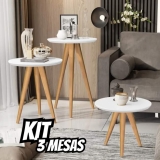 Jogo De Mesas Trio Mesa Redonda Pé Palito Retro