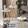 Jogo De Mesas Trio Mesa Redonda Pé Palito Retro