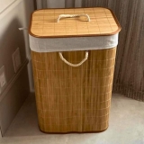 Jolitex cesto banheiros de bambu forrado