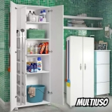 Armário Multiuso 2 Portas Lavanderia Branco + Divisorias