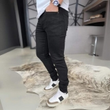 Calça Skinny Preta Masculina Jeans Com Elastano Lycra
