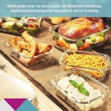 Conjunto 5 Pote Vidro Hermético Marmita Tampa Plástico 640ml