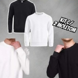 Kit 2 Blusas De Frio Moletom Liso Sem Estampa Gola Careca