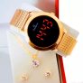 Relógio Digital Champion Feminino Dourado Pulseira Mesh