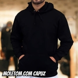 Moleton Capuz Blusa De Frio Lisa Cordão Canguru