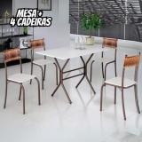 Jogo Mesa Jantar Cozinha Retangular 4 Cadeiras Ferro