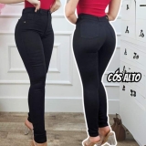 Calça Preta Jeans Feminina Skinny Cós Alto