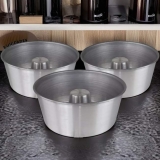 Kit 3 Formas Bolo Pudim Torta Suiça Brigadeirão 19cm