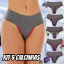 5 Calcinhas Fitness Cós Alto
