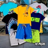 Kit 10 Peças De Roupa 1 Ao 14 Masculino Moletom Verão