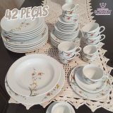 Serviço de Jantar, Chá e Café 42 Peças, Decoração Carmem