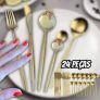 Top Kit De Talheres De Aço Luxo Inoxidável 24 Pcs