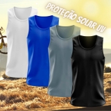Kit 4 Regatas Dry Fit Lisa Básica Proteção Solar