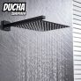 Ducha Slim Quadrada Preto Fosco 20cm Metal Inox 304 C/ Braço