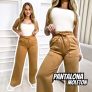 Calça Feminina Pantalona Moletom Wide Leg Com Bolso