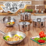 Conjunto de Panelas Tramontina Brava Inox 5 Peças Fundo Triplo