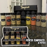 Porta Temperos E Condimentos Luxo 8 Potes Mais Etiquetas