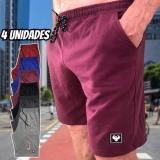 Kit Com 4 Bermudas Masculina Moletom