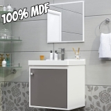 Gabinete Armario para Banheiro 100% MDF com Cuba – Veneto Gianduia 40cm
