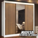 Guarda Roupa Casal Madesa Mônaco 3 Portas de Correr com Espelho