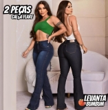 Kit 2 Calça Flare Cintura Alta Boca De Sino Levanta Bumbum