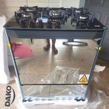 Fogão 5 Bocas Preto com Frente em Vidro Espelhado e Mesa de Vidro Dako Magister Style