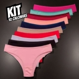 Kit 10 Calcinha Microfibra Feminina Calcinhas Tanga