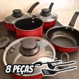 Conjunto Elegan Vermelho Teflon 08 Peças