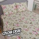 Colcha Casal Queen Matrix 200 Fios Toque Macio 3 Peças