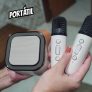 Microfone Karaoke Portátil com Caixa de Som Bluetooth, Luzes LED