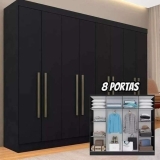 Guarda Roupa Casal 8 Portas Natasha Preto – M Arapongas Cor Preto Fosco