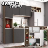Cozinha Completa Poliman Móveis Laura com Balcão 8 Portas 2 Gavetas