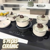 Jogo de Panelas 5 Peças Ceramic Life Granada com Fundo de Indução Brinox – Vanilla