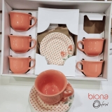 Jogo De 6 Xícaras Grandes 180ml + 6 Pires Donna Holambra Biona