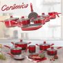 Jogo de Panelas Antiaderentes Brinox Ceramic Life Easy Vermelha 7 Peças + Pegador