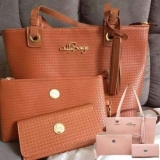 Kit Bolsa Feminina Tipo Sacola + Necessaire + Carteira Willibags