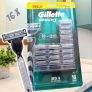 Gillette Mach3 Carga para Aparelho de Barbear Recarregável com 3 Lâminas Afiadas por Mais Tempo, 16 Uds