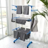 Varal De Chão Grande De Roupas 3 Andares Dobrável Cor Azul Kontuz 175 cm