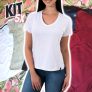 Kit 5 Camisetas Feminina Babylook Básica Algodão Gola V By Zaroc