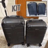 Kit Com 2 Malas de Viagem Para Bordo Fibra Rígida ABS Rodas 360