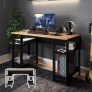Mesa Escrivaninha Gamer Retrô Com Nichos Estilo Industrial