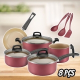 Jogo Panelas 5 Peças Cereja Antiaderente Alumínio Premium + 3 Espátula