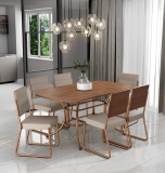 Conjunto Sala De Jantar Mesa E 6 Cadeiras Fênix Carraro Rose