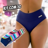Kit Com 10 Lindas Calcinha Cós Alto Cores Atacado Revenda