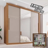 Guarda Roupa Casal 3 Portas Com Espelho 4 Gavetas Costa Rica